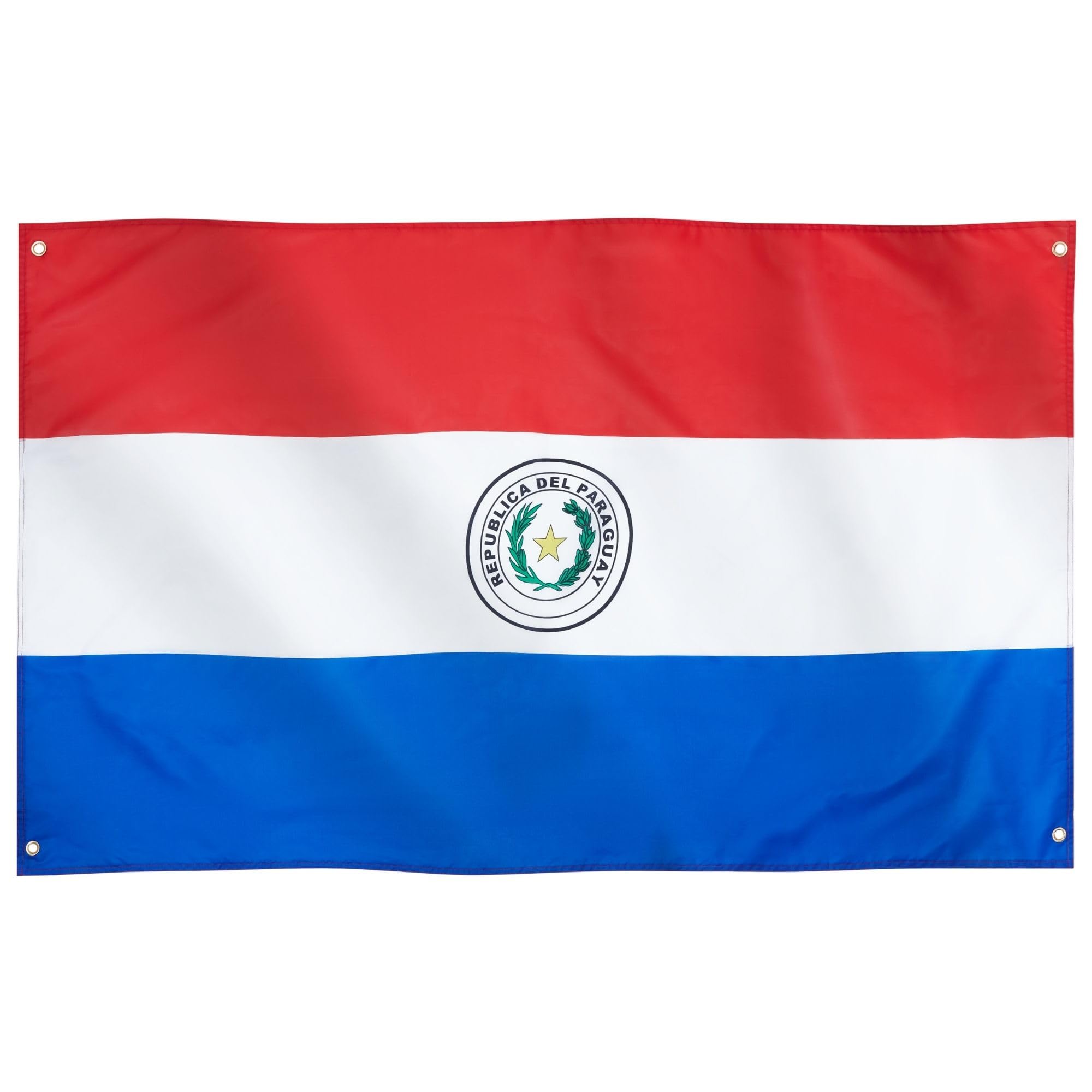 Runesol Paraguay Flag, 91x152cm, 3ft x 5ft, 4 Grommets, Eyelet In Every Corner, Bandera De Paraguay, Republica De Paraguay, Paraguayan Flag, Day of Heros, Premium Flags, Inside, Outside, Vivid Colours — image 1