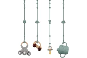Toy Safety Straps, Kalovin Silicone Adjustable Baby Pacifier Teether Straps, 4 Pack Toy Straps for Strollers, High Chair, Shopping Cart (Ether)