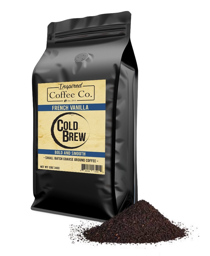 French Vanilla - Flavored Cold Brew Coffee - Inspired Coffee Co. - Coarse Ground Coffee - 12 oz. Resealable Bag
