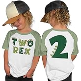 AG AGUU Toddler Boy Birthday Shirts T-Rex Dinosaur Outfit Dino Party T Shirt Short Sleeve Tees Tops Summer Clothes 2-4T