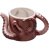 Craftmastudio 3D Octopus Ceramic Coffee Mug,Cute Cartoon Handmade Octopus Statue Cup,Christmas Birthday Gifts for Friends or Kids (Brown)