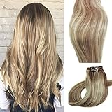 Myfashionhair Clip in Hair Extensions Real Human Hair Extensions 18 inches 70g Clip on for Fine Hair Full Head 7 pieces Silky Straight Weft Remy Hair