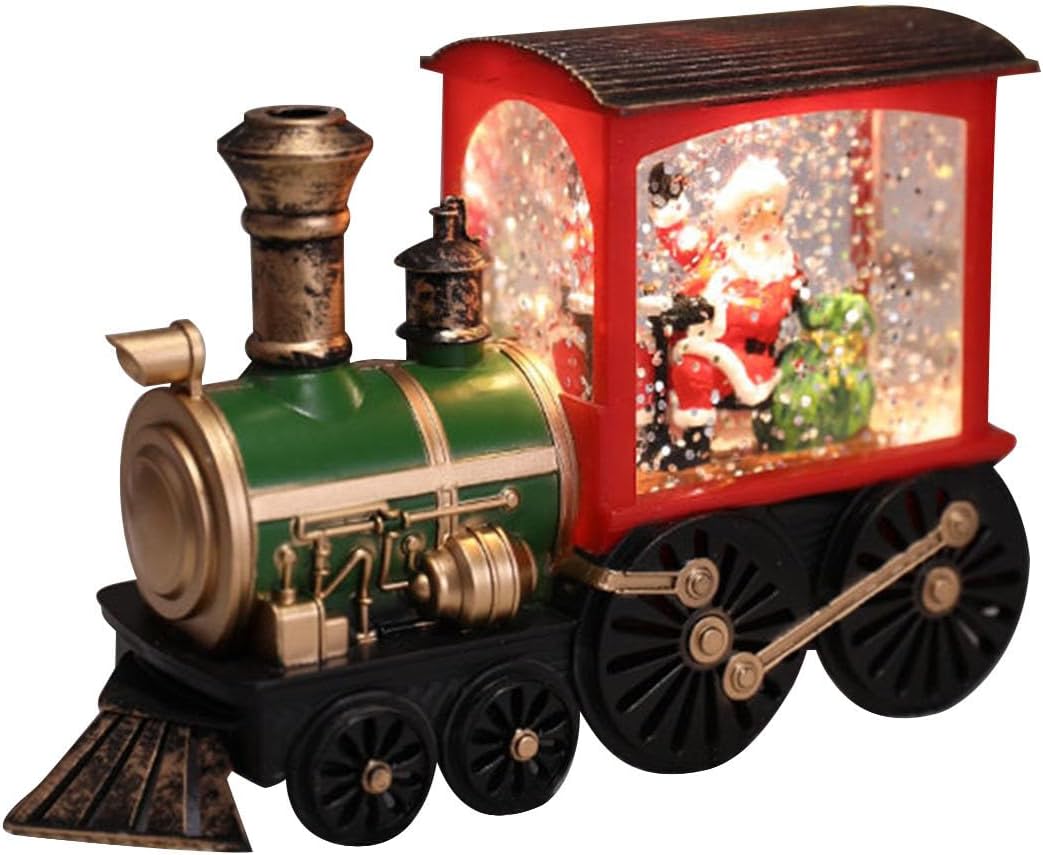 Snow Globes - Musical Singing Lighted Christmas Train Snow Globe Lantern Decoration, Christmas Eve Music Box Train Crystal Ball Ornaments, Christmas Train Boy Girls Holiday Birthday Gift (C)