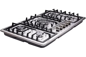 Deli-kit® 34 inch Gas Cooktop Dual Fuel Sealed 5 Burners Stainless Steel Gas Cooktop Drop-In Gas Hob DK258-A01 Gas Cooker