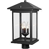 Treekee Outdoor Post Light, 21'' Lamp Post Light Fixture, 3-Light Modern Waterproof Outside Post Lantern Column Lights, Exter