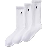 POLO RALPH LAUREN womens Cushioned Cotton Sport Crew Socks - 3 Pair Pack - Athletic Half Cushion Comfort