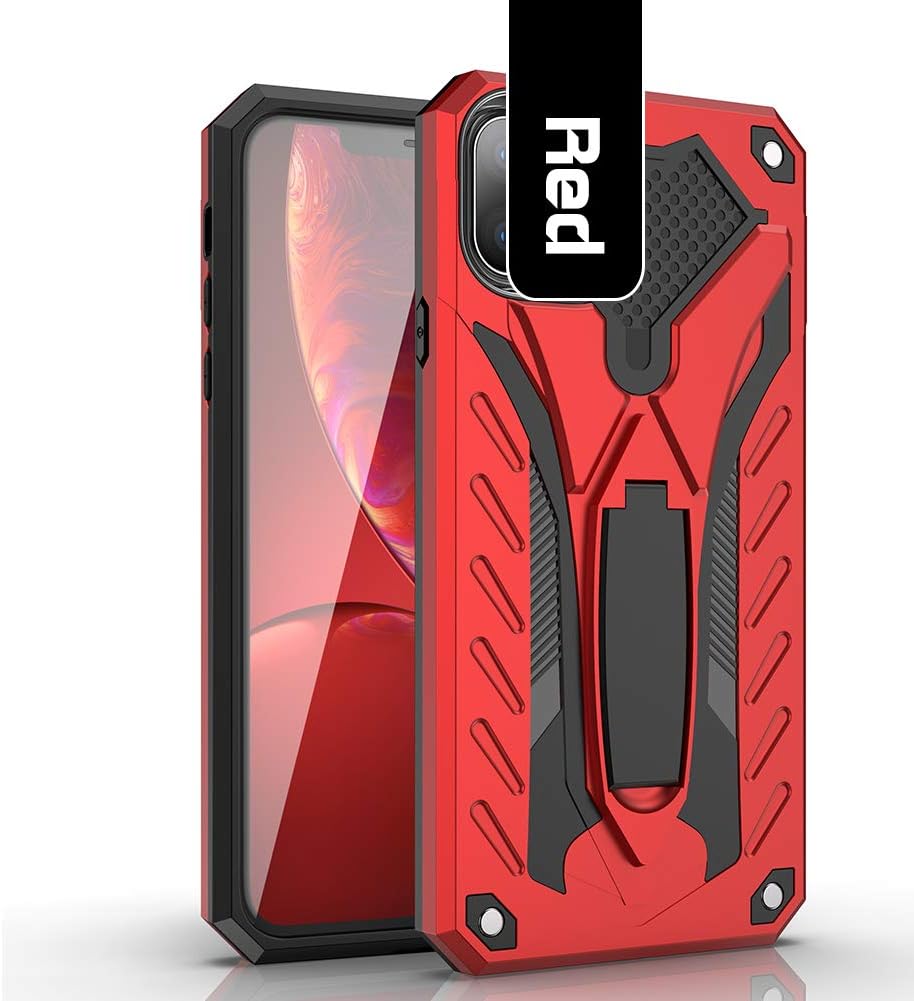 WINMI for Samsung Galaxy M31 Case,[Kickstand] Double Layer Impact Resistant Heavy Armor TPU + PC Military Anti-drop Case for Samsung Galaxy M31-Red