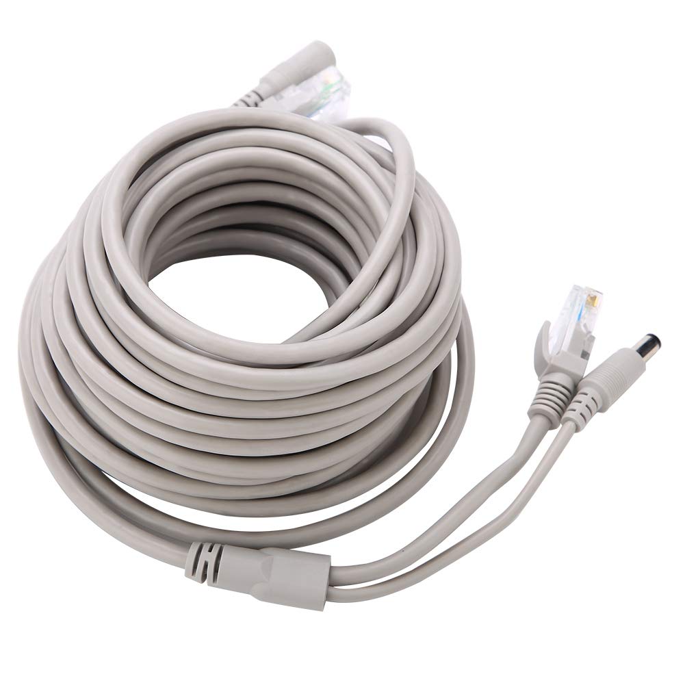 ASHATA Ethernet Cable,5M/10M/15M/20M RJ45+DC Ethernet CCTV Cable for IP Cameras NVR System 10Mbps/100Mbps,Networking Cable Cat 5 Cable with RJ45 Port.(15M)