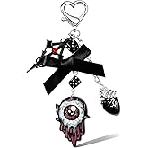 Angyape Halloween Keychain Y2k Goth Keychain Purse Bag Charms for Handbags Dice Bow Eye Cross Accessories Gifts for Women
