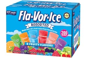 Fla-Vor-Ice Assorted Freezer Pops 6 Fruity Flavors 18.75lb 200 Count (Pack of 01)