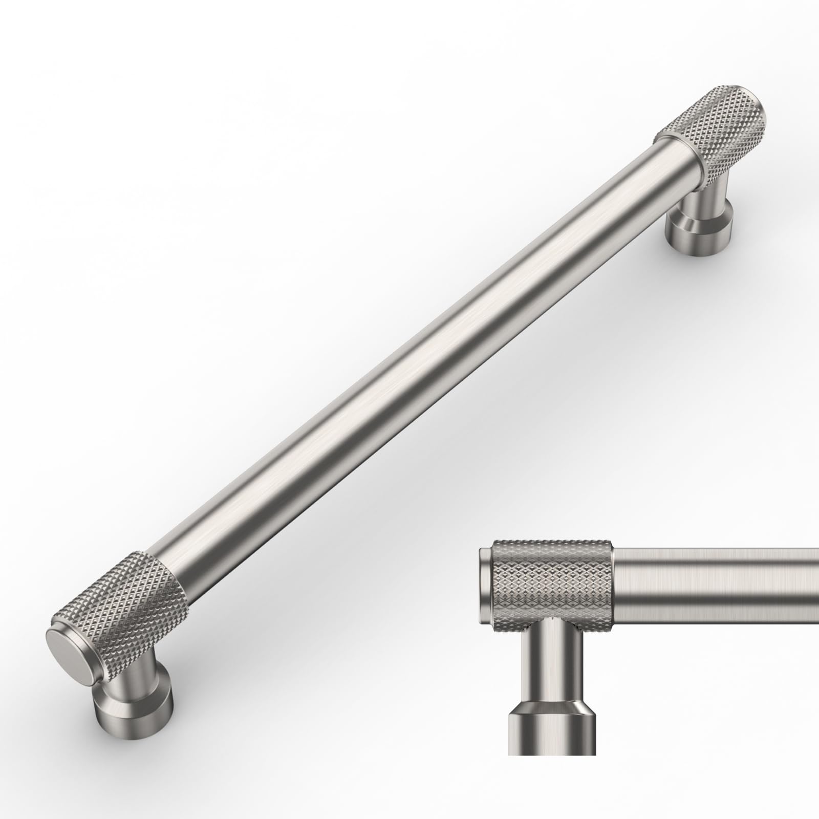 Amerdeco 10 Pack Brushed Satin Nickel Cabinet Pulls 192mm(7.5Inch) Hole Center Cabinet Hardware Kitchen Cabinet Handles for Bathroom Drawer Pulls Dresser Pulls AM011