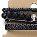 COOLSTEELANDBEYOND Mix of 4 Black Wrap Bracelets for Men and Women, Multi-Strand Wood Beads Leather Wristbands