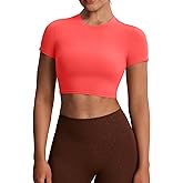 Aoxjox Short Sleeve Crop Tops for Women Classic Longline Baby Tee Workout T Shirt Top