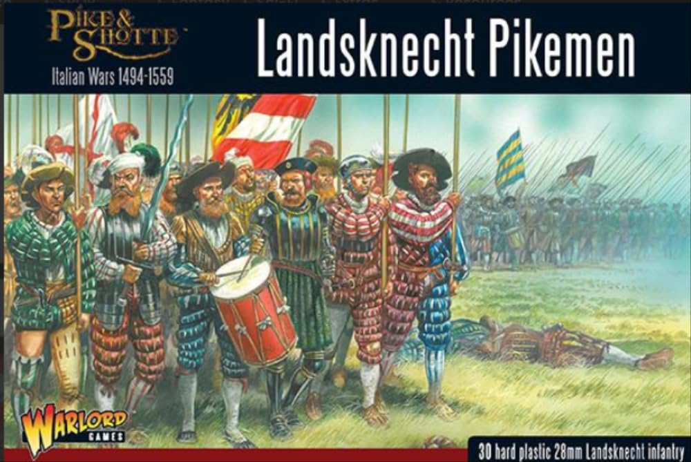 Warlord Games Landsknechts Pikemen - 28mm Scale Plastic Miniatures for Pike & Shotte Highly Detailed Miniatures for Table-top Wargaming