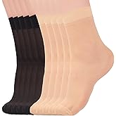Aaronano 10 Pairs Ankle Socks for Women 20D Sheer Soft Tight Nylon Hosiery with Reinforced Toe