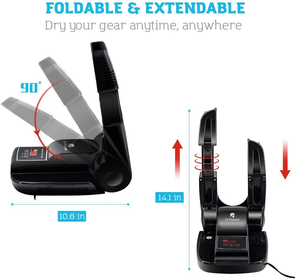 Dr. Prepare Boot Dryer Shoe Dryer, Glove Dryer & Boot Warmer with Heat Blower, Portable Adjustable Rack and Timer, Folding Design & Quick Drying for Shoes, Gloves, Hats, Socks, Ski Boots, Smart Panel: Home & Kitchen