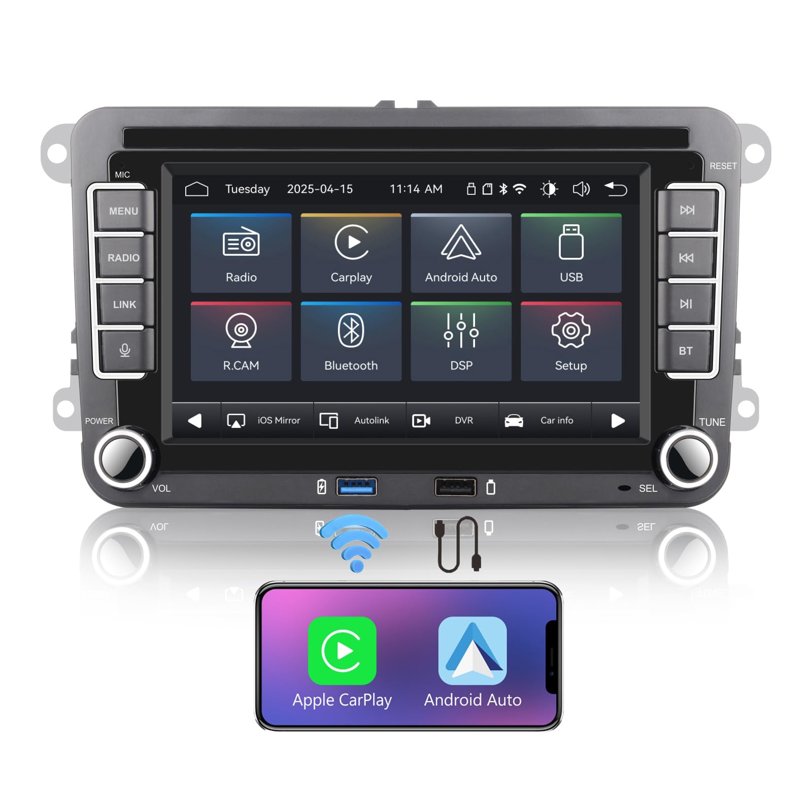 Photo 1 of Fast Boot Linux Car Stereo | Bluetooth/Wireless CarPlay/Android Auto/FM/AM/RDS/USB | 100W DSP | Applicable to Golf 5 6 Passat Caddy EOS T5 CC Polo