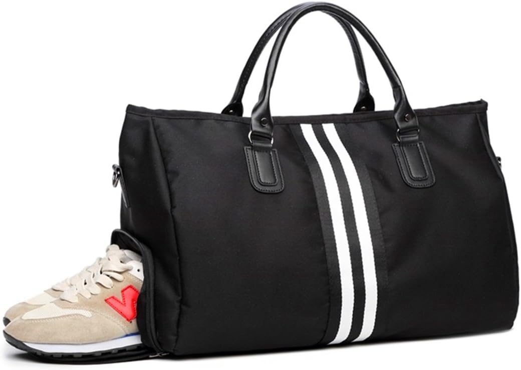 fuluomei FLM Premium Gym Bag - Foldable Duffle Holdall Bag For Travel Gym Sports with Shoe Compartment,Black Canvas