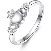 CTIEIP 925 Sterling Silver Claddagh Ring/Celtic Knot Ring for Women, Irish Wedding Rings, Celtic Knot Irish Jewelry for Women