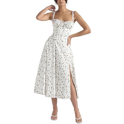 EFOGEP Women Floral Corset Dress, Boho Summer Spaghetti Straps Square Neck Casual Midi Dress, Flowy Slit Bustier Milk Maid Formal Dress White+Green Floral XL in Saudi Arabia | Whizz Dresses EFOGEP Women Floral Corset Dress, Boho Summer Spaghetti Straps Square Neck Casual Midi Dress, Flowy Slit Bustier Milk Maid Formal Dress White+Green Floral XL in Saudi Arabia | Whizz Dresses