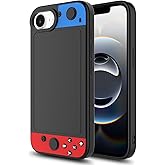 for iPhone 16E Phone Case,3D Cartoon Cute Fun Video Game Design+Snap-On+Wireless Charging+Anti-Slip+Full Body Protection Camera Protection Cover for Man Women Teen Blue Red Black for iPhone 16E