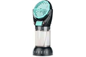 IcyBreeze Buddy Portable High-Velocity Misting Fan With 10,000 mAH Battery – Adjustable, Stainless Steel Atomizing Head, 1.5-Liter Water Tank, for Outdoor, Picnic, Camping (Seafoam Green)