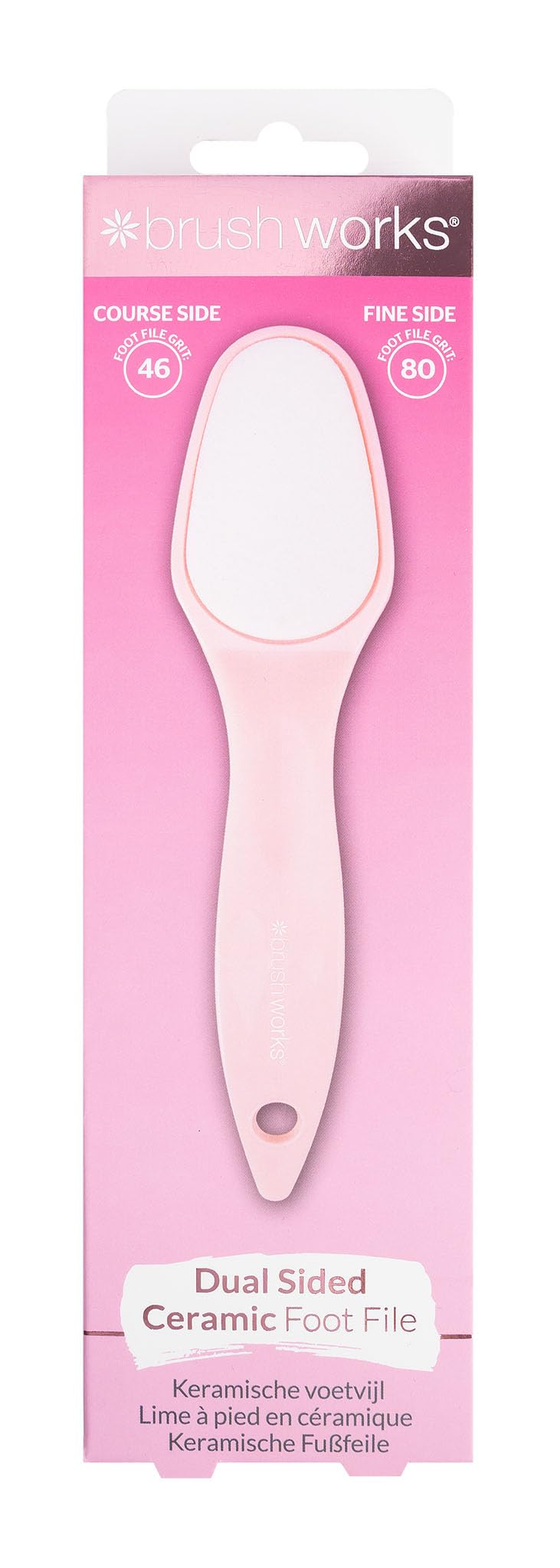 Brushworks Ceramic Foot File, Double Sided with Comfort Grip Handle