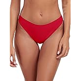 RELLECIGA Women's Cheeky Mid Waisted High Cut Bikini Bottoms