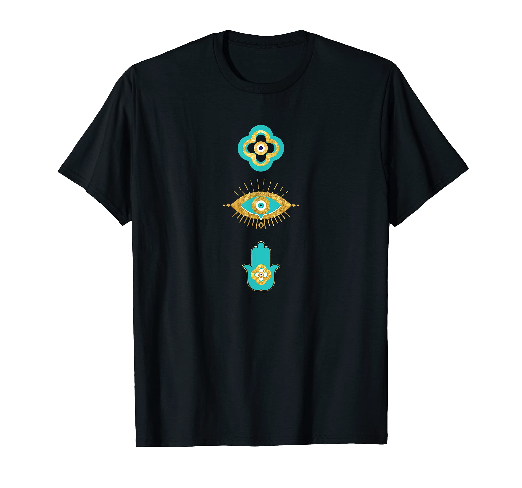 Evil Eye Yellow Eyelashes Hamsa Hand Curse Protection T-Shirt