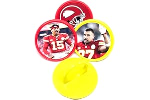 Blue Fox Baking Chiefs Cupcake Toppers Football Super Party Supplies Rings with Mahomes and Kelce - Package of 24, Red