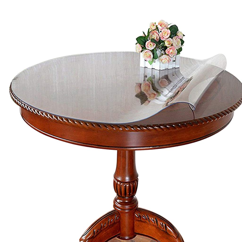 Ever Fairy Round Clear PVC Tablecover Waterproof Plastic Transparent Tablecloths Table Mats Desk Pads Waterproof Protector Custom Size (Dia.80cm, Thick 2mm)