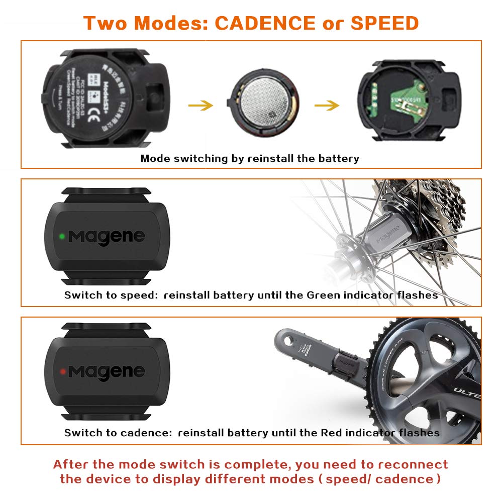 Magene S3+ Speed And Cadence Sensor – Dual ANT+ Bluetooth, Wireless Bike Computer Compatible