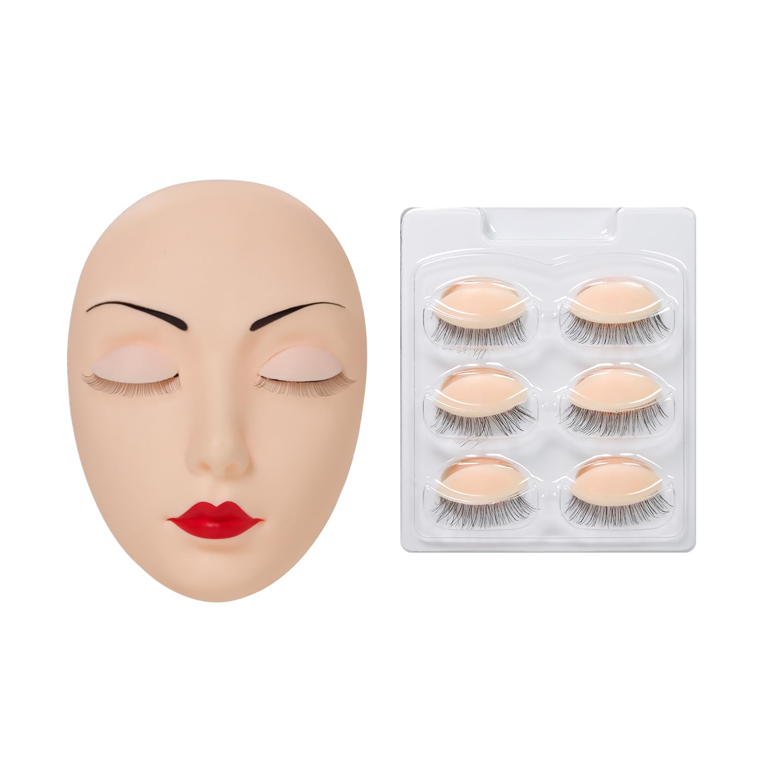 ANNAFRIS Eyelashes Extension Mannequin Head Replaced Eyelids Mannequin Head Practice Eyelashes Extension Training Head with 4 Pairs Removable Eyes(Head D-2)