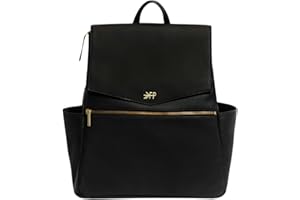 Freshly Picked Classic II Diaper Bag Backpack, Wipeable Vegan Leather With Changing Pad, Convertible (Ebony V2)