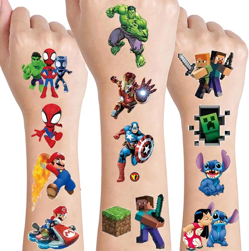 VaLbeL Temporary Tattoos for Kids Mixed Styles Party Bag Birthday Gift Stickers