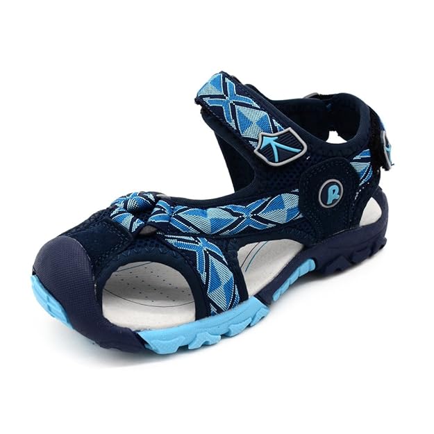 Bwiv Geschlossene Sandalen Jungen Atmungsaktiv Struktur Trekkingsandalen TPR Rutschfest Aussensohle Outdoorsandalen für Kinde
