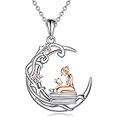 YFN 925 Sterling Silver Book Lover Necklace Reading Pendant for Women Christmas Graduation Gift Jewelry for Student Friends Classmate Book Lover