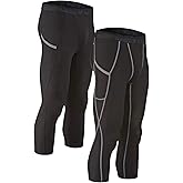 DEVOPS 2 Pack Men's 3/4 Compression Pants Athletic Leggings with Pocket