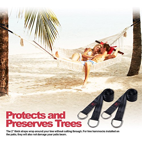 Tree Swing Straps Hanging Kit - Two 5ft Straps hold 2000lbs - Perfect for Swings and Hammocks – Easy and Fast Installation - With Bonus Carabiners, Stainless Steel Swivel and free eBook