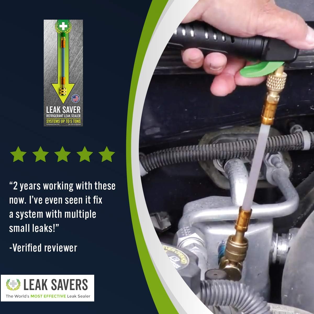 Leak Saver: Direct Inject - Refrigerant Leak Sealer - For Systems Up to 5 Tons - Compatible With Most Air Conditioner and Refrigeration Systems - Proudly Made in the USA: Automotive