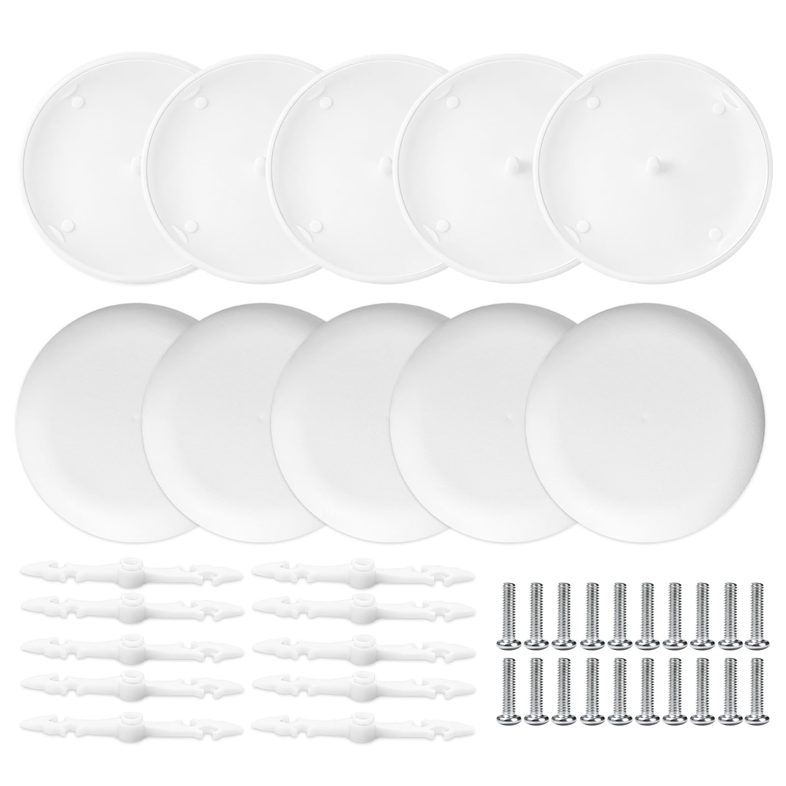 Photo 1 of 10 Set CP3540 Ceiling Cover Plate Kits - 5.38 Inch Paintable Blank Round Cover for Electrical Boxes, Includes 10 Pcs CP3540 Plates, 10 Pcs Mounting Brackets and 20P Screws