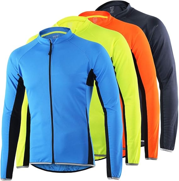 Men's Cycling Jersey Long Sleeves Full Zipper MTB Bike Shirt Biking