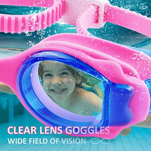 GKCI Kids Swimming Goggles, Waterproof Swim Goggles Swimming Glasses With Clear Vision for Children and Early Teens (Age 4-12), Anti-Fog Lenses, Waterproof, UV Protection, No Leak And Strap