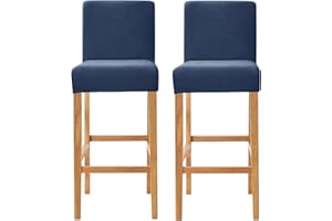 SONNACH Velvet Counter Stool Pub Chair Covers - Removable and Stretchable Slipcovers for a (2, Navy)