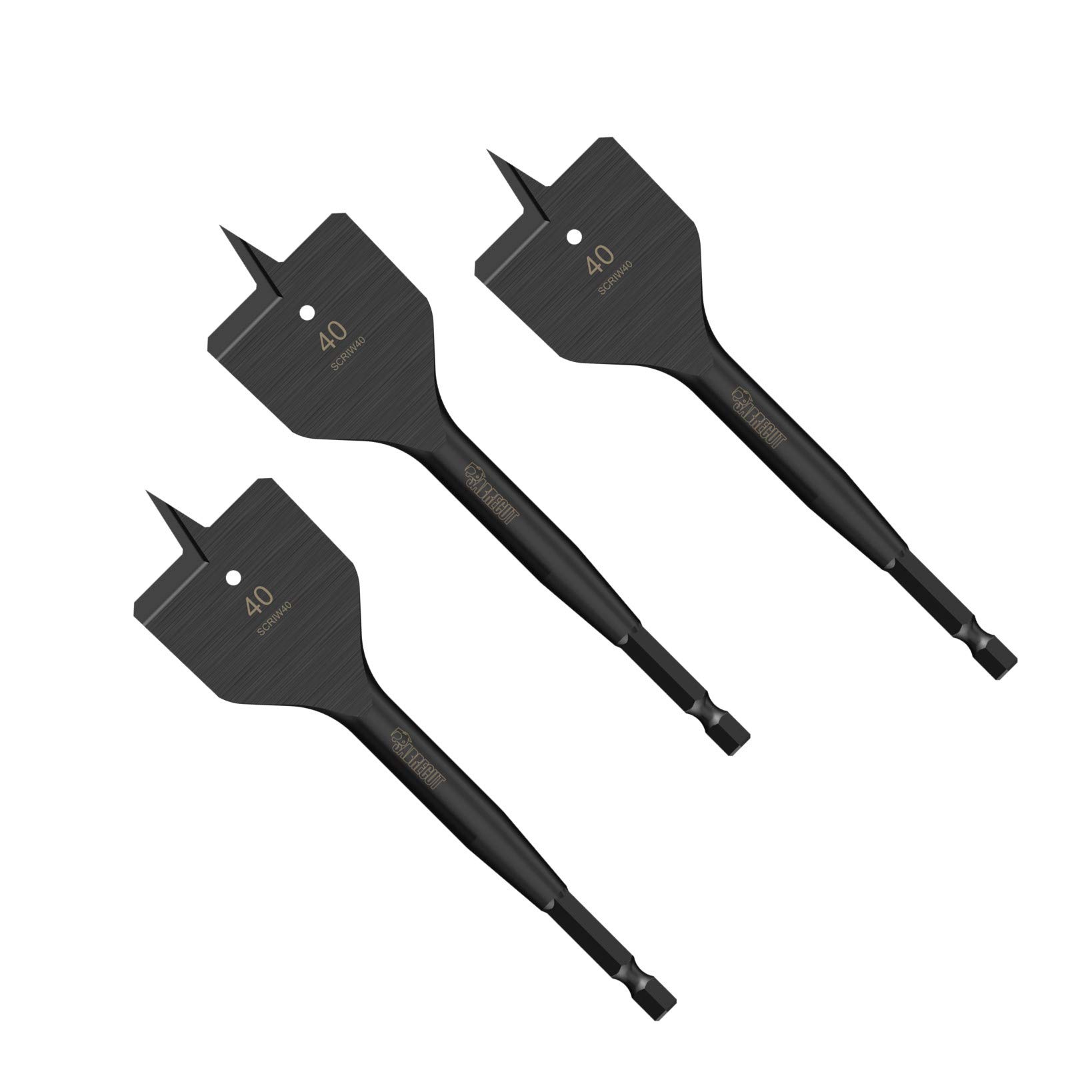 3 x SabreCut SCRIW40_3 40mm x 152mm Impact Rated Flat Wood Spade Bits for Softwood Hardwood Chipboard