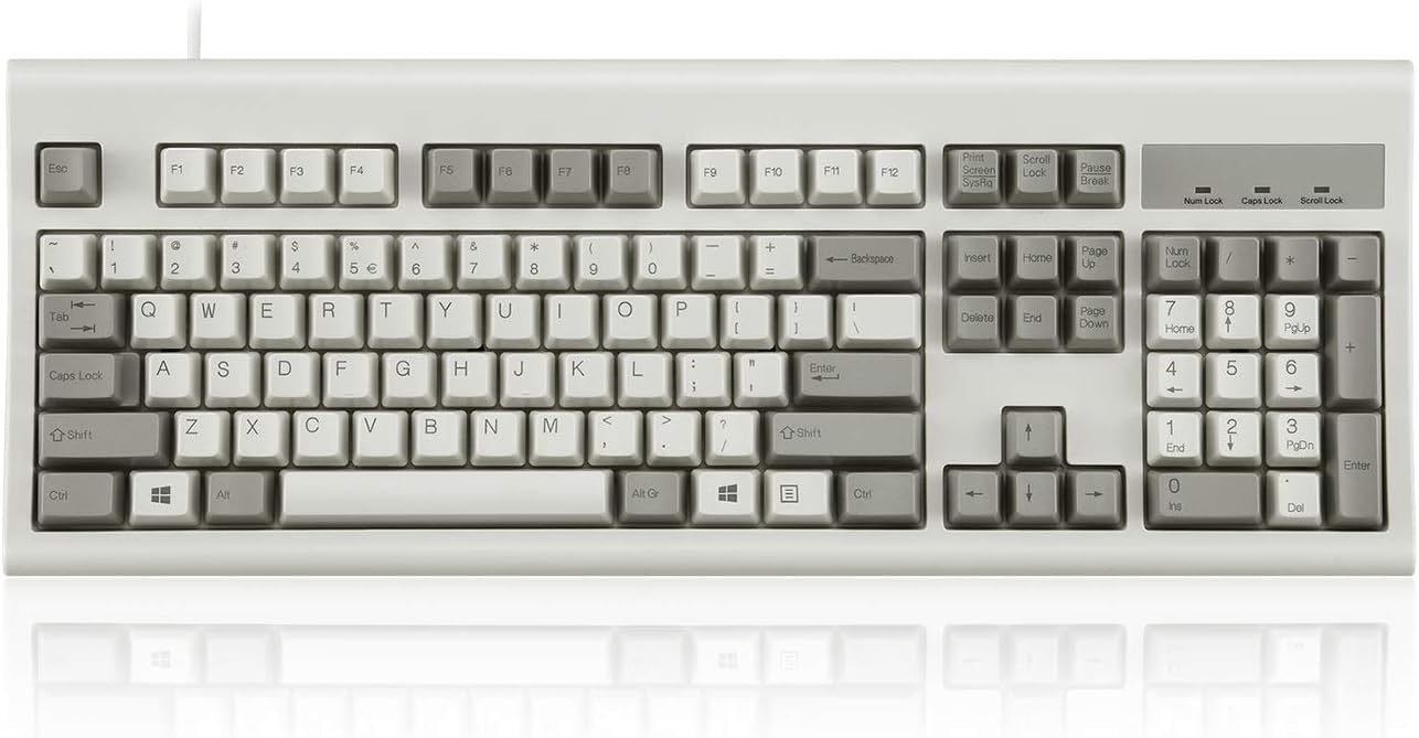 Perixx PERIBOARD-106M, Wired Performance Full-Size USB Keyboard, Curved Ergonomic Keys, Classic Retro Gray/White Color, US English Layout: Computers & Accessories