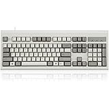 Perixx PERIBOARD-106M, Wired Performance Full-Size USB Keyboard, Curved Ergonomic Keys, Classic Retro Gray/White Color, US En