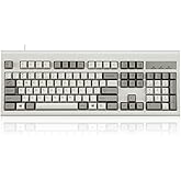 Perixx PERIBOARD-106M, Wired Performance Full-Size USB Keyboard, Curved Ergonomic Keys, Classic Retro Gray/White Color, US English Layout