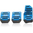 Nomocale 3 PCS Car Brake Pedal Cover, Anti-rubbing Metal Manual Vehicle Clutch Pedal Kits, Universal Automotive Accelerator Pedal Decorative Cover Accessories for Most Truck SUV Car (Blue)