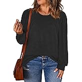 DOLNINE Womens-Plus-Size-Tops Trendy Puff Long Sleeve Shirts Cute Crewneck Pleated Blouses Lightweight Loose Fit Sweatshirts